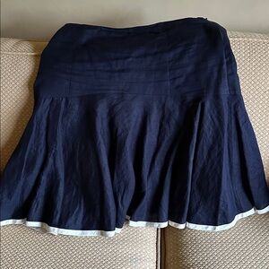 Ralph Lauren Navy Blue A-Line Linen Circle Skirt, size 12